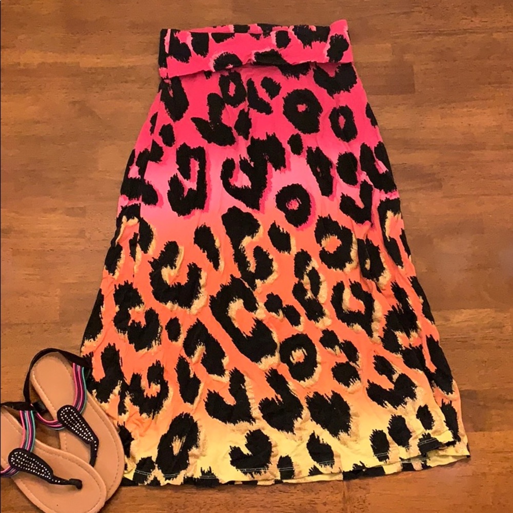 5/$15 girls glitter cheetah rainbow maxi skirt